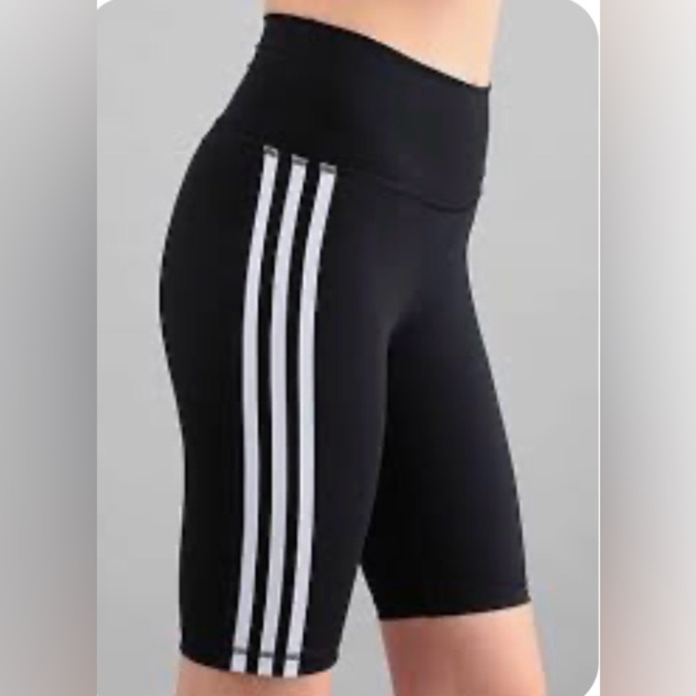 adidas Women's Black Bike Shorts with White Stripes
